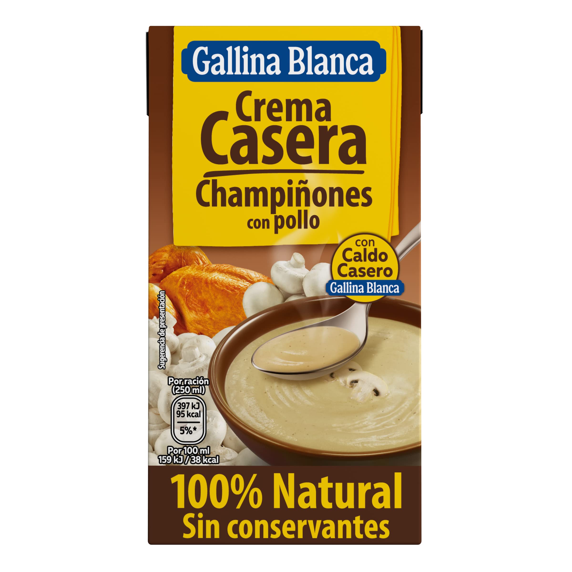Gallina Blanca Crema Casera de Champiñones con Pollo 100% Natural Sin convervantes, 500 ml — view 2