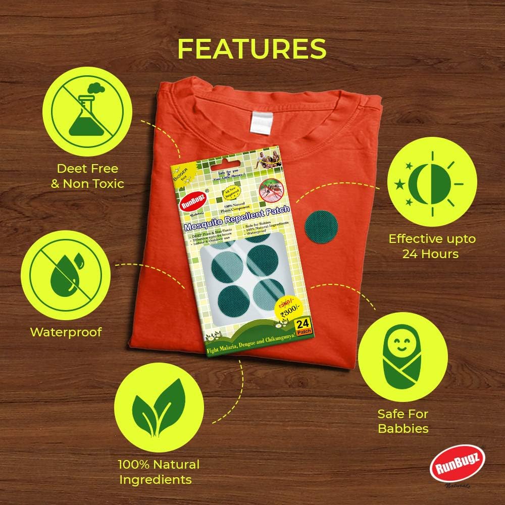 RunBugz Mosquito Repellent Patches For Kids - 24 Patches - Pack of 3 - Deet-Free - Waterproof - Natural 2