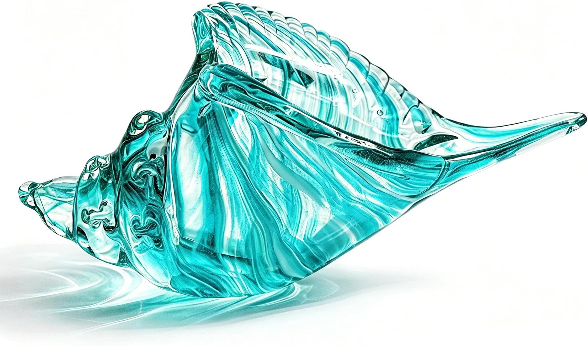 QFkris 9.9" Hand Blown Glass Conch Seashell Figurine Home Decor Art Glass Sea Shell Sculpture