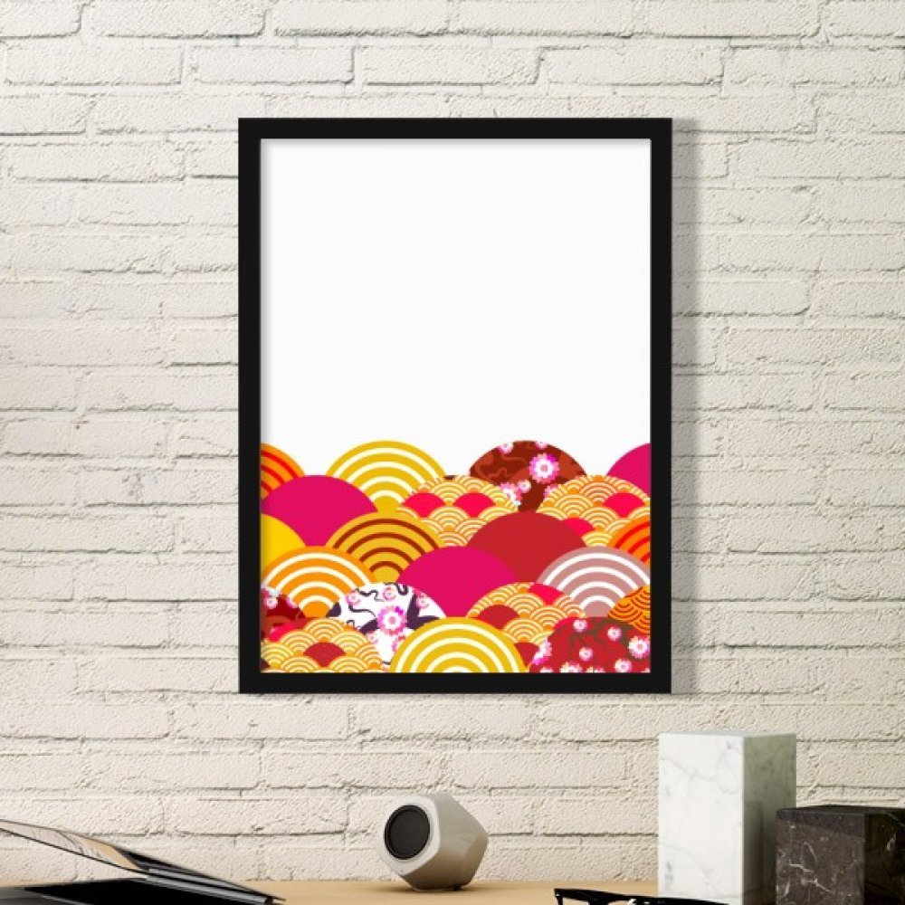Cadre photo Sakura pour une décoration de salon zen et moderne, style géométrique noir