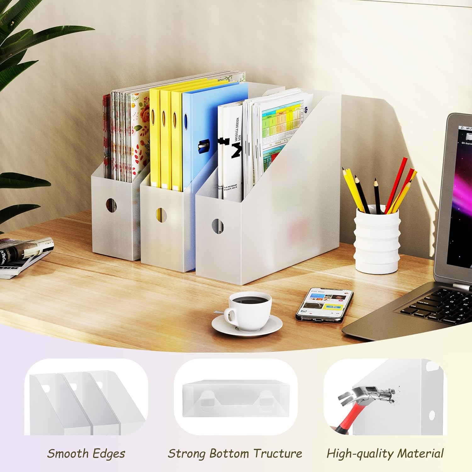 6PCS Scrapbook Paper Storage, Foldable Scrapbook Holder with 4 Pieces Sticky Index Tabs, 12x12 Paper Storage Organizer, Files, Craft Vinyl, Cardstock, Magazines, Documents