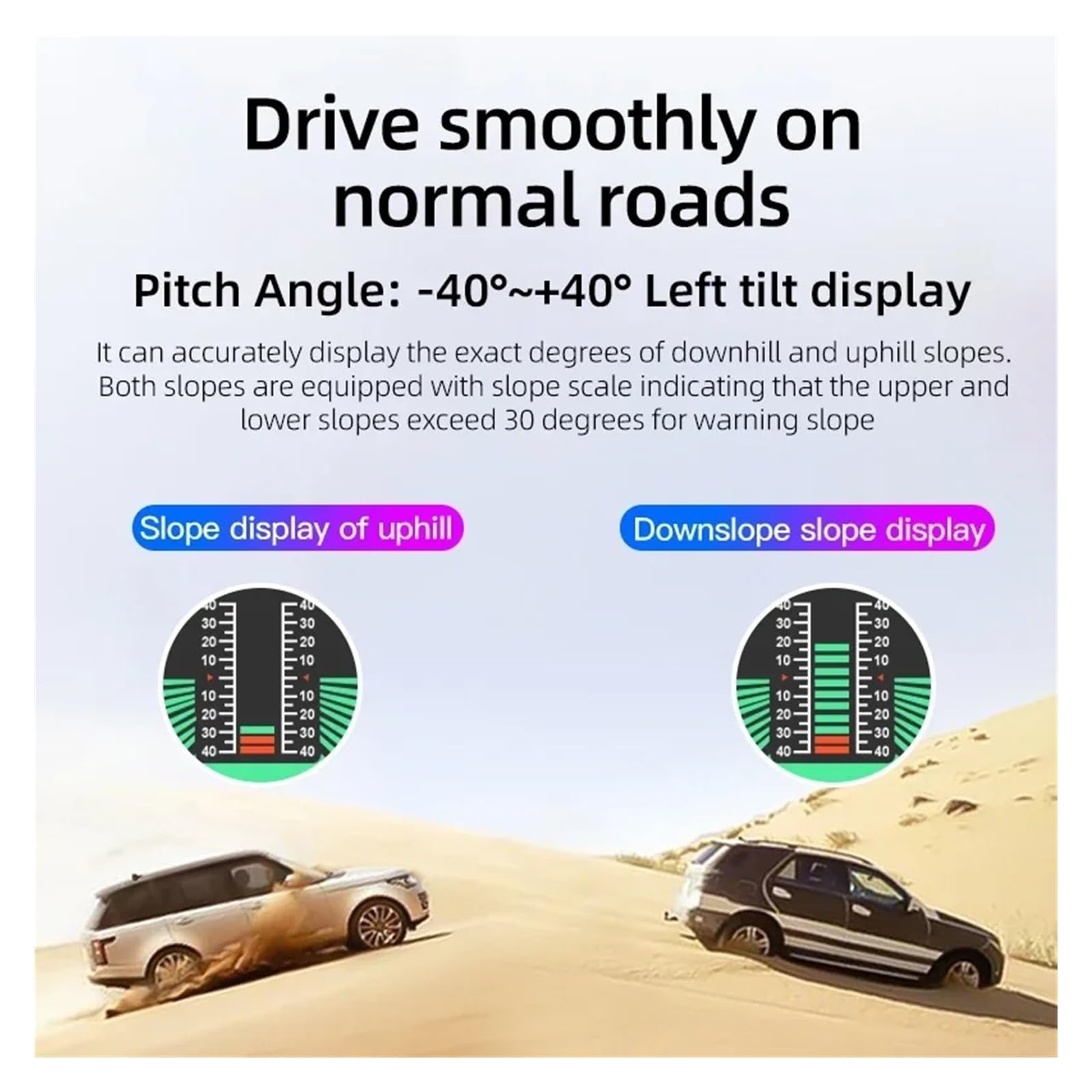 Medidor De Inclinación Del Coche X94 GPS, Inclinómetro Digital, Pantalla Frontal Hacia Arriba, Alarma Segura, Clinómetro De Ángulo De Paso For Vehículo Todoterreno 4X4 para todos los vehículos