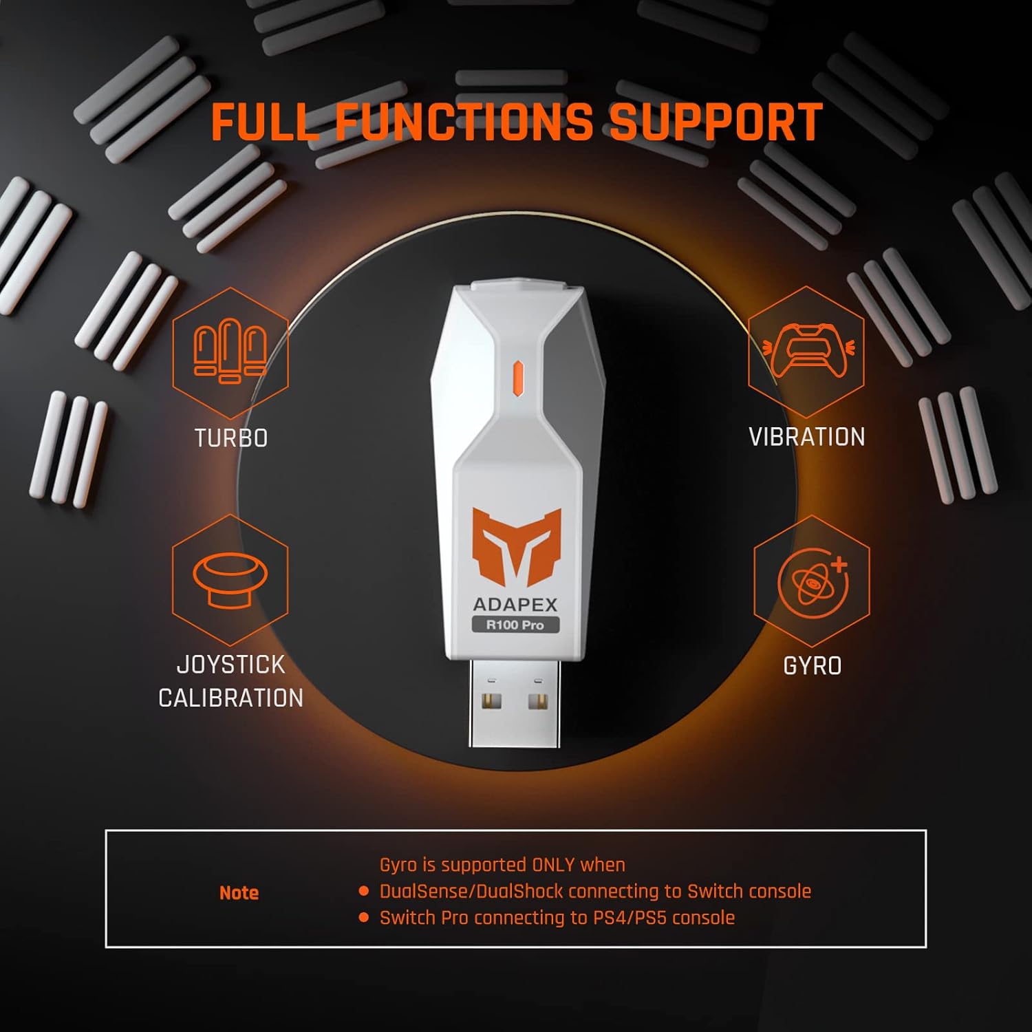BIGBIG WON R100 Pro Wireless Adapter, with Full Functions Support and Ultra-Low Latency, Controller Adapter Compatible with Xbox, Switch Pro, Windows11&10, PS4/PS5 (Playing PS4) Controller