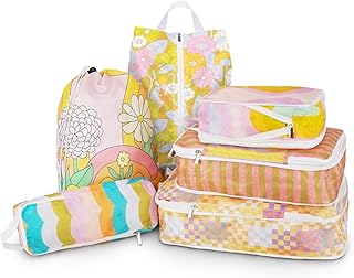 6 Pcs Compression Packing Cubes, Packing Cubes for Travel, Waterproof Luggage Organizer Bags Set, Cute Packaging Cubes for...