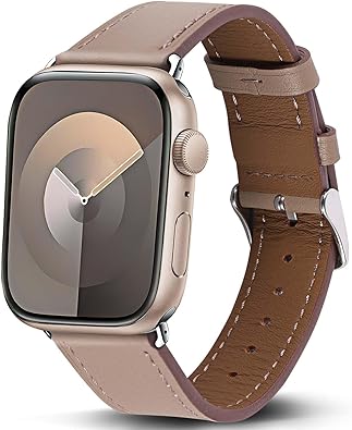 Genuine Leather Band Compatible with Apple Watch Bands for Women Men 49mm 46mm 45mm 44mm 42mm 41mm 40mm 38mm, Soft Leather Replacement Strap for iWatch Ultra/SE/Series 11 10 9 8 7 6 5 4 3 2 1
