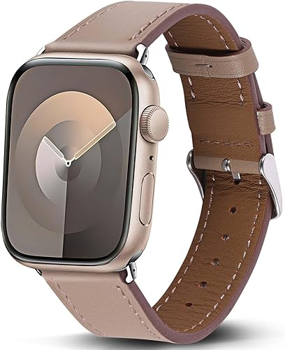 Genuine Leather Band Compatible with Apple Watch Bands for Women Men 49mm 46mm 45mm 44mm 42mm 41mm 40mm 38mm, Soft Leather Replacement Strap for iWatch Ultra/SE/Series 11 10 9 8 7 6 5 4 3 2 1