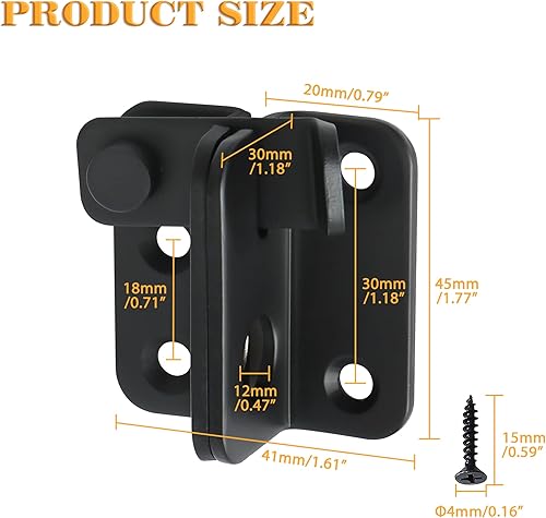 Miniatura 2 de Alise Pestillos de puerta abatible, pestillo deslizante, cerrojo de seguridad para puerta de granero, jaula de mascotas, jardín, baño, garaje,
