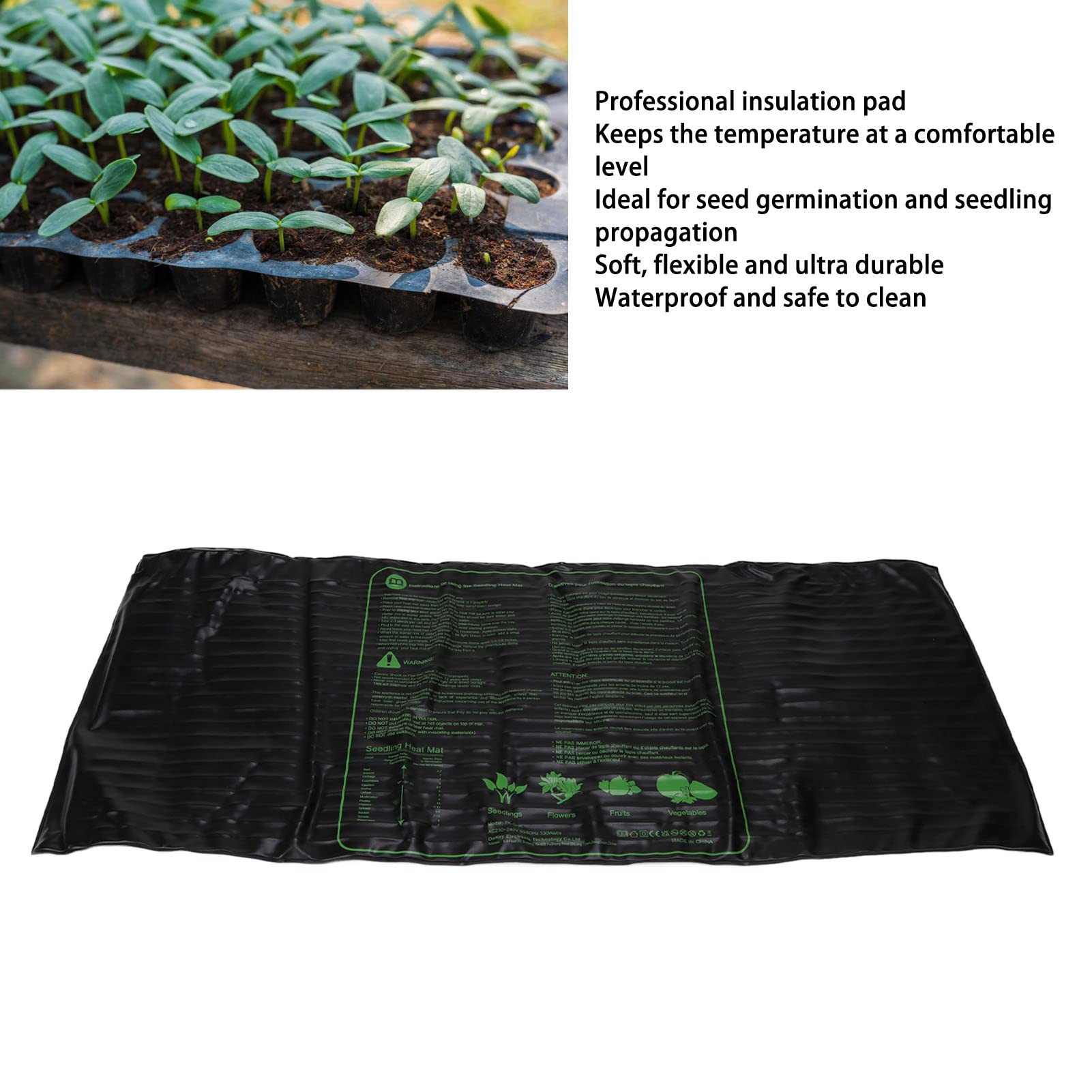 Tappetino Riscaldante per Piantine, Tappetino Riscaldante per Rettili Ad Alta Efficienza Impermeabile in PVC, Morbido Flessibile Flessibile Confortevole Tappetino Riscaldante per Piante(EU)