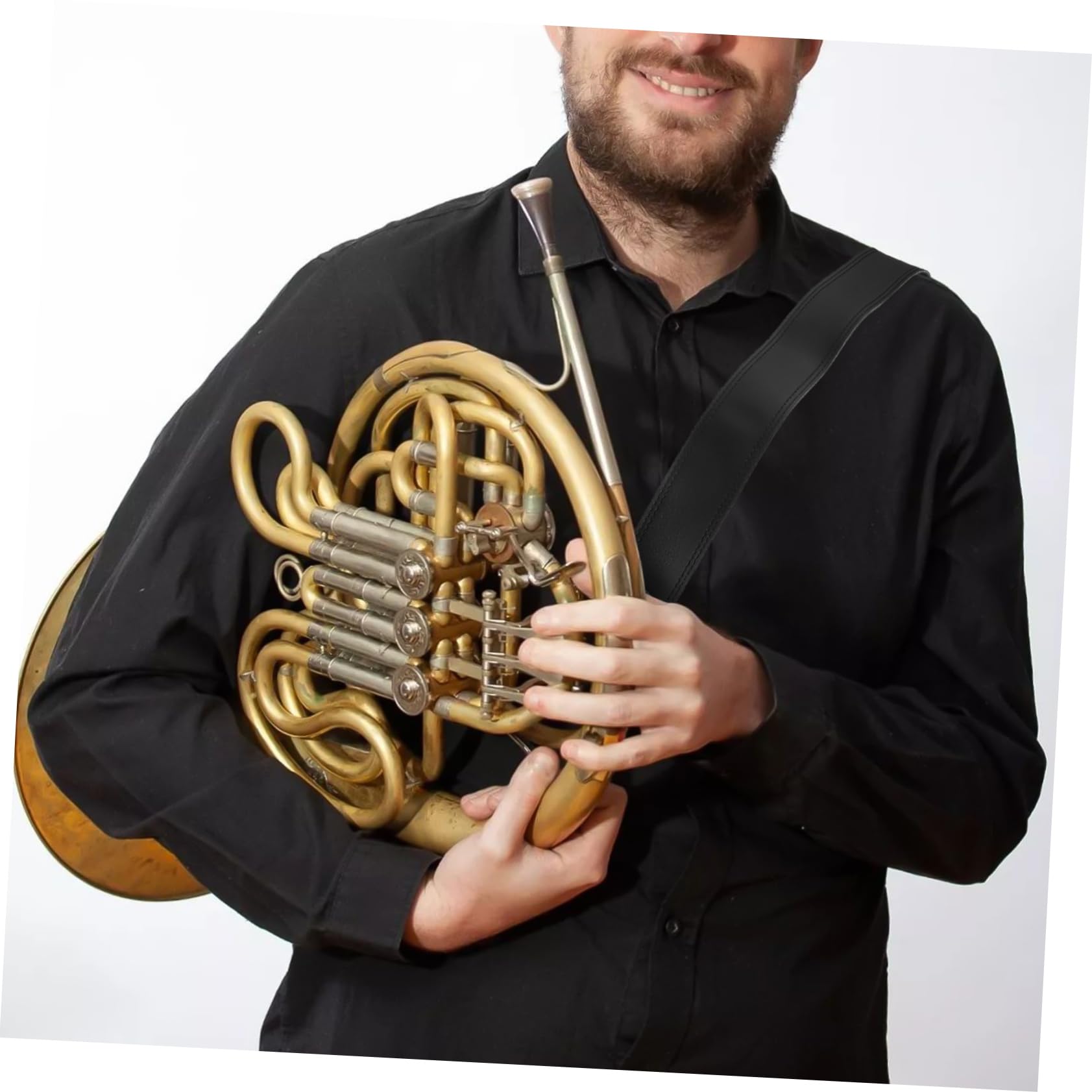 Cinturón de Tuba de Cuero Negro Ajustable para Trombón y Tuba