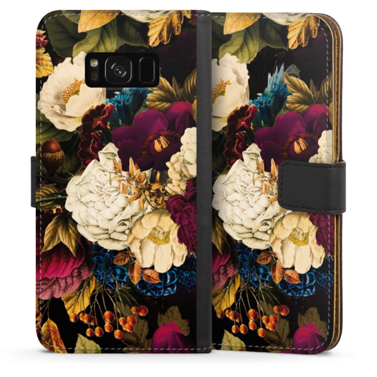 DeinDesign Etui Compatible avec Samsung Galaxy S8 Plus Duos Etui Folio Etui magnetique Vintage Fleurs Motifs