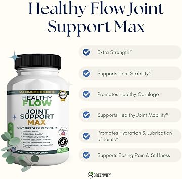 Healthy Flow Joint Support Max, 1500mg Glucosamine, 60 Capsules, Maximum Strength Joint Support Supplement (5)