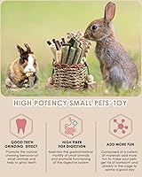 Vista 4 de Bissap Juguetes Masticables para Conejos, Cestas Colgantes de Hierba Marina Natural Masticables de Plantas Acuáticas Tejidas Golosinas Masticables