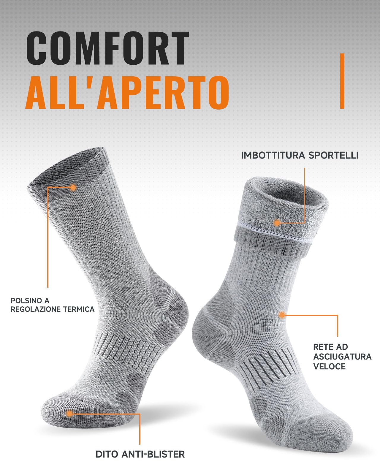 Alaplus Calzini Trekking in Lana Merino, Caldi Calzini Cotone Calze per Donna Uomo,Sportivi Calze Anti Vesciche per Escursionismo Trail, 3 paia