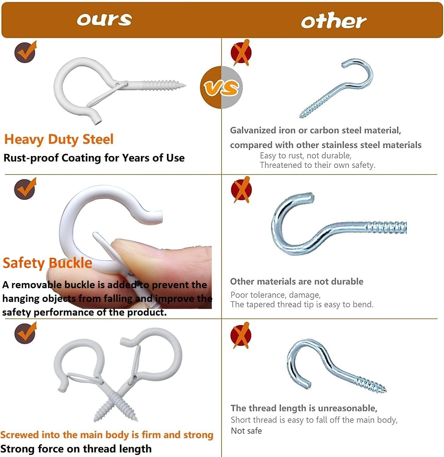 20 PCS Q-Hanger Hooks White - Screw in Hooks with Safety Buckle Design Christmas Lights Hanger Outdoor Wire Fairy Lights and String Lights, Easy to Release, Include 1 Wing Nut Driver