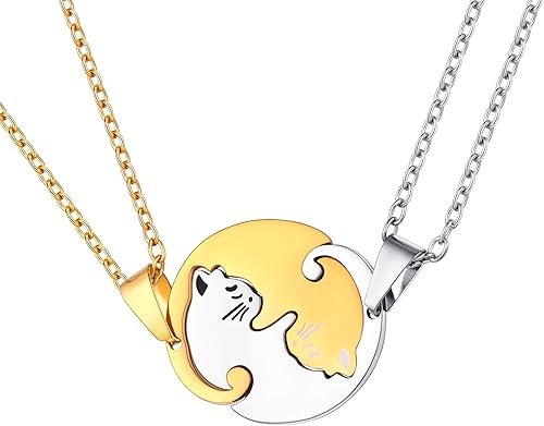 2 piece necklace for couples gold Clearance