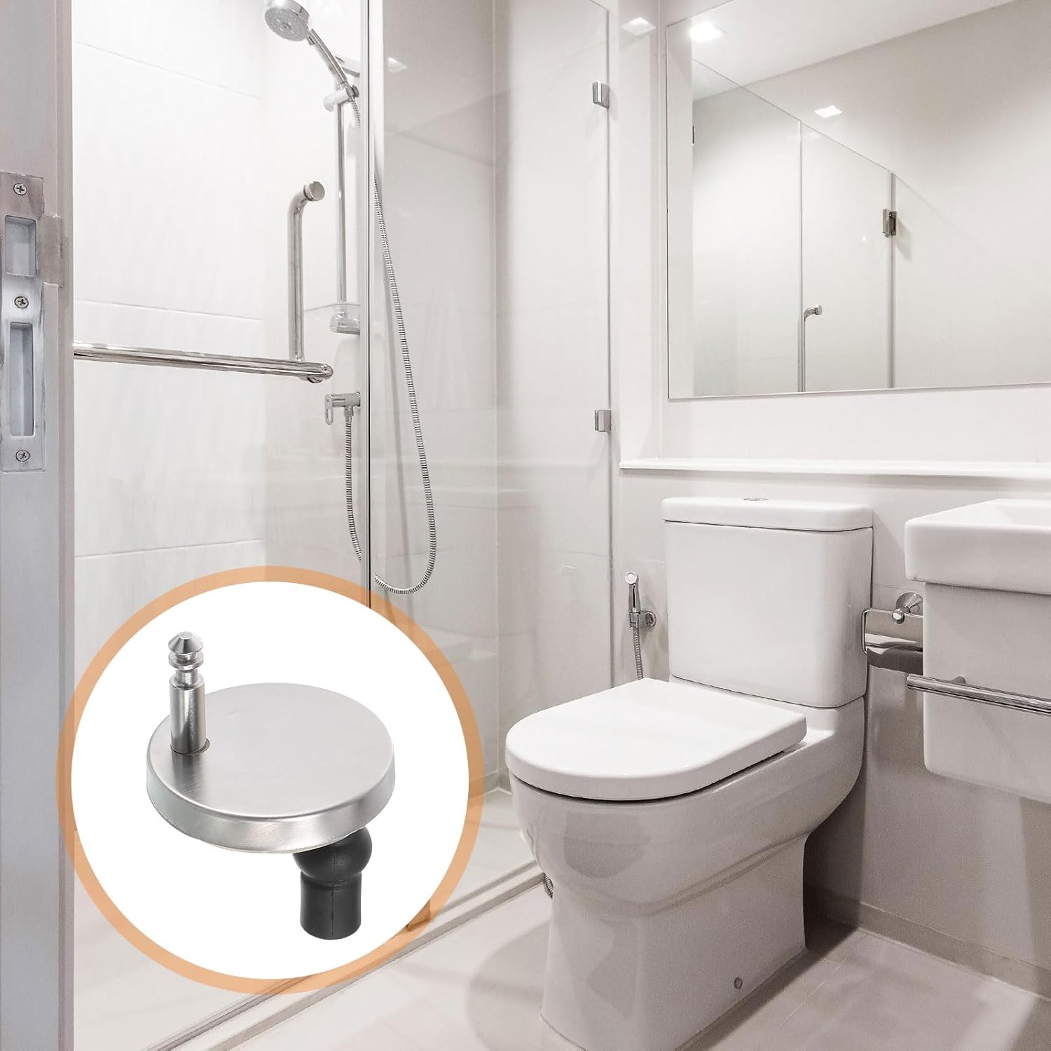 uxcell 4Pcs Toilet Seat Hinge Fixings, Quick Release Top Fix Nuts Screws Hole Fittings, Expanding Rubber Screw Toilet Seat Hinge Replacement with 55mm Base