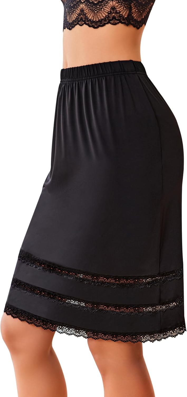 Avidlove Half Slips for Women Underskirt Dress Extender Lace Trim Knee Length Short Skirt - Image 5