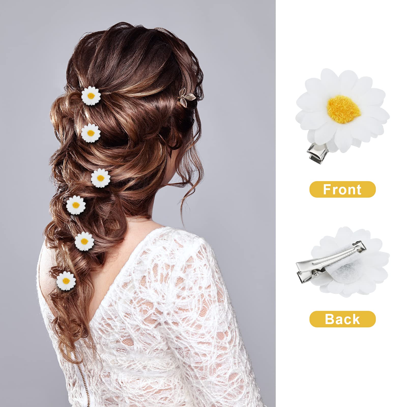 Framendino, Confezione da 24 forcine per capelli a forma di margherita per accessori per capelli da sposa
