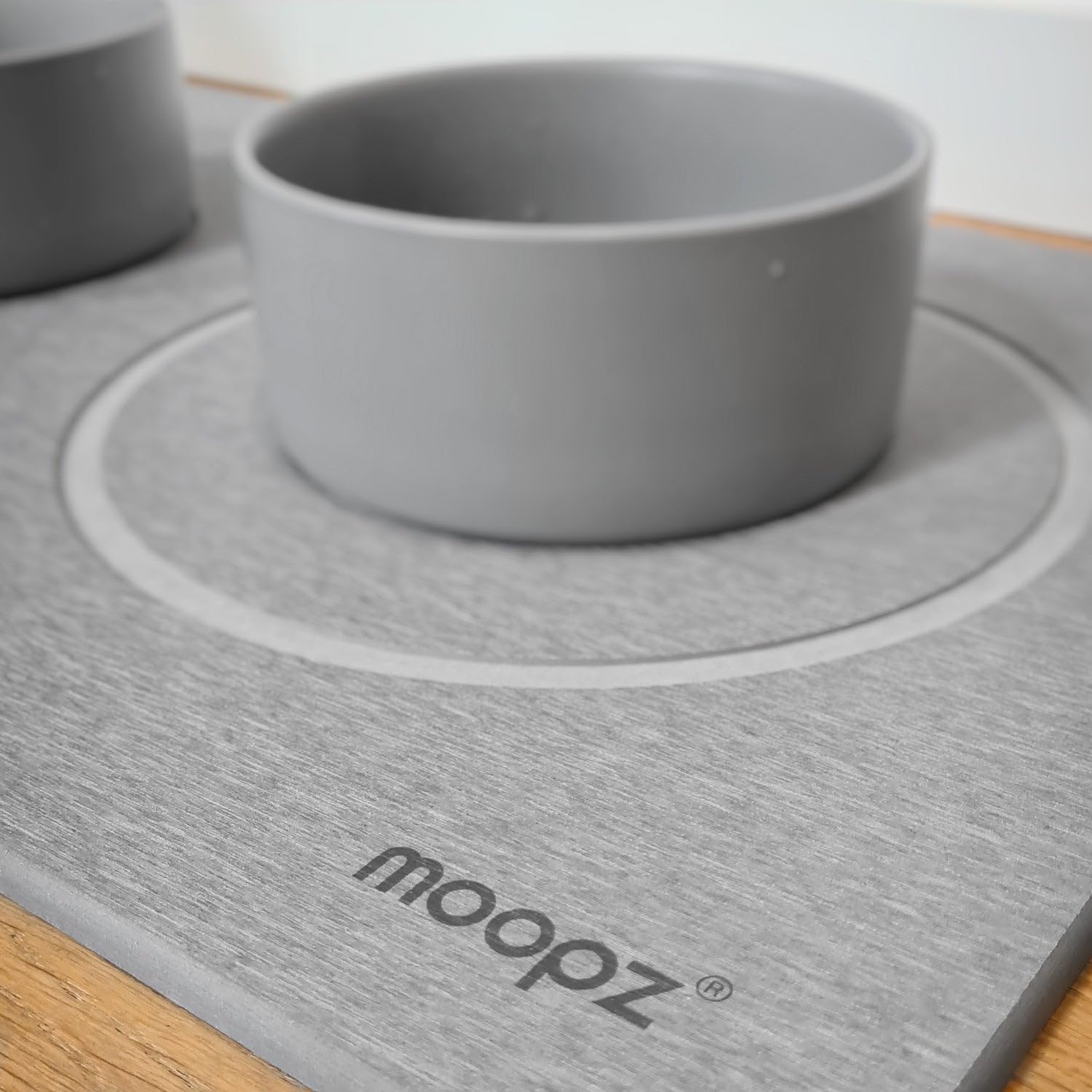 MOOPZ Tapis Animaux Diatomite + Gamelles Gris Brume