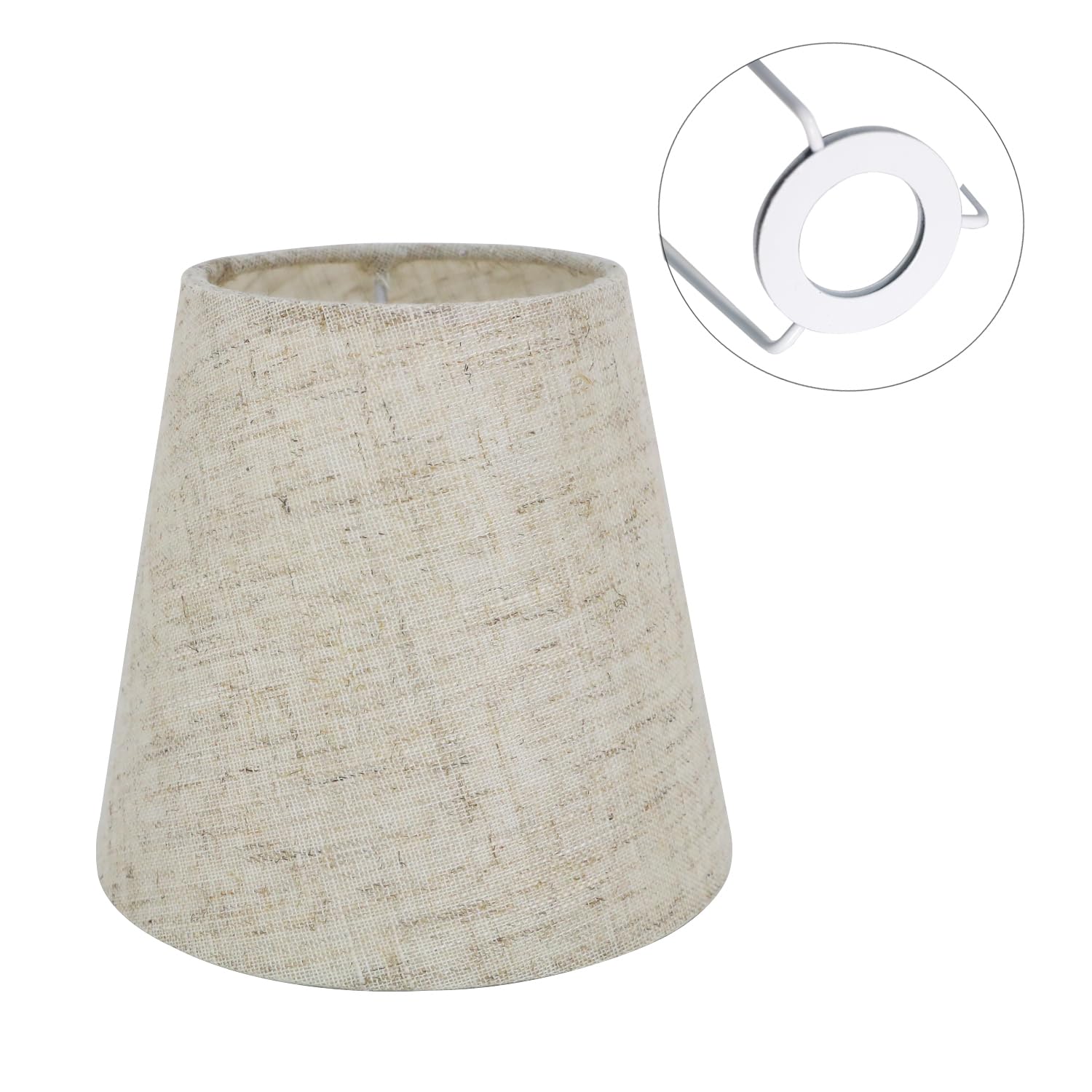 6 Piezas 5.5" E14/E27 Tela Pantalla de Lámpara de Araña Pantalla de Lámpara de Mesa Pequeña,Lino
