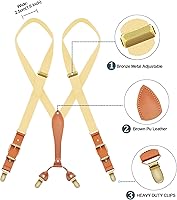 Vista 2 de MENDENG Tirantes ajustables para hombres Clips de metal de bronce con cuero