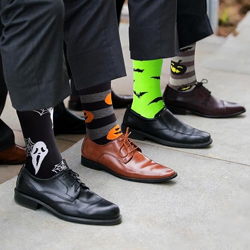 Miniatura 5 de Divertidos calcetines de Halloween para hombres calcetines de algodón novedosos con diseño espeluznante de calabaza fantasma, regalos perfectos