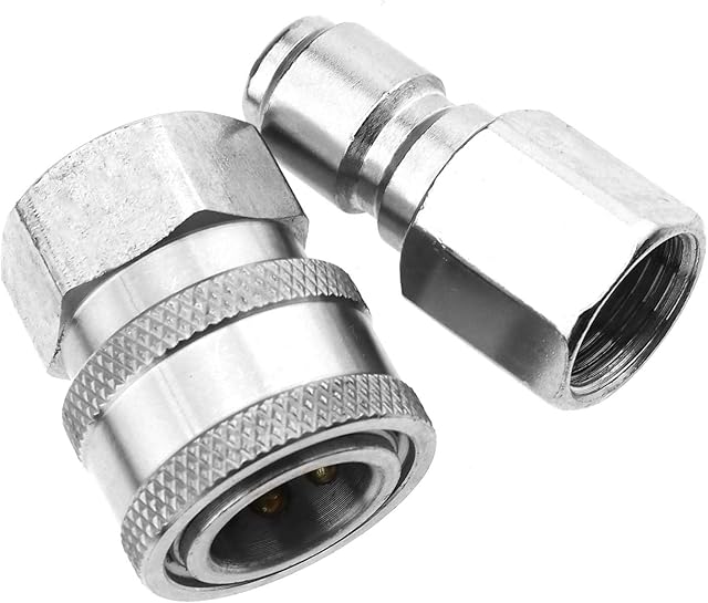 YINETTECH 2 Pieces 3/8" High Pressure Washer QR Stainless Steel Connector for 4500-7500PSI High Pressure Cleaning Washer Spray Jet Gun