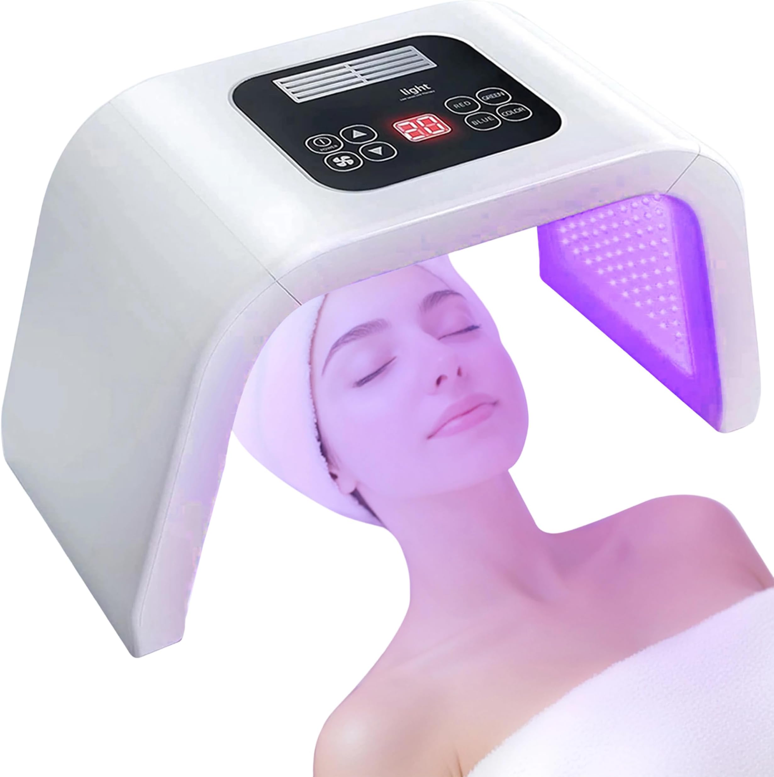 Led-Face-Tool，LED Light Therapy Facial Mask，7 in 1 Beauty Equipment for Skin Care at Home