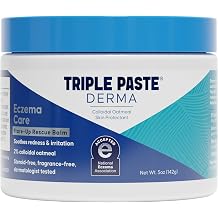 Triple Paste Derma Eczema Care Flare-Up Rescue Balm, 5 oz, Adult Eczema Balm with 2% Colloidal Oatmeal + 1% Ectoin, Rapid Relief for Dry Itchy Irritated Sensitive Skin, Steroid-Free, Fragrance-Free