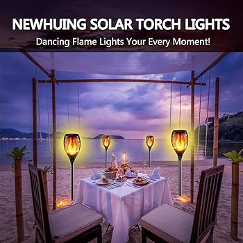 4PCs Solar Torch Lights Outdoor, 43 inch 96 LED, Waterproof