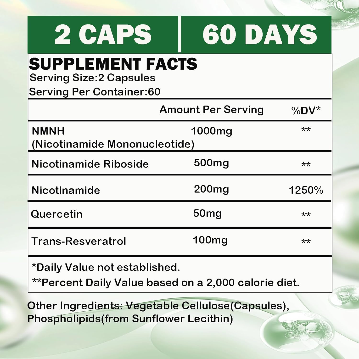 NMNH Supplement 1000mg,Liposomal Pure Nicotinamide Mononucleotide,Boost NAD Level with Resveratrol & Nicotinamide Riboside NR,High Absorption,for Cellular,Energy,Non-GMO,Vegan,120 Capsules - Image 7