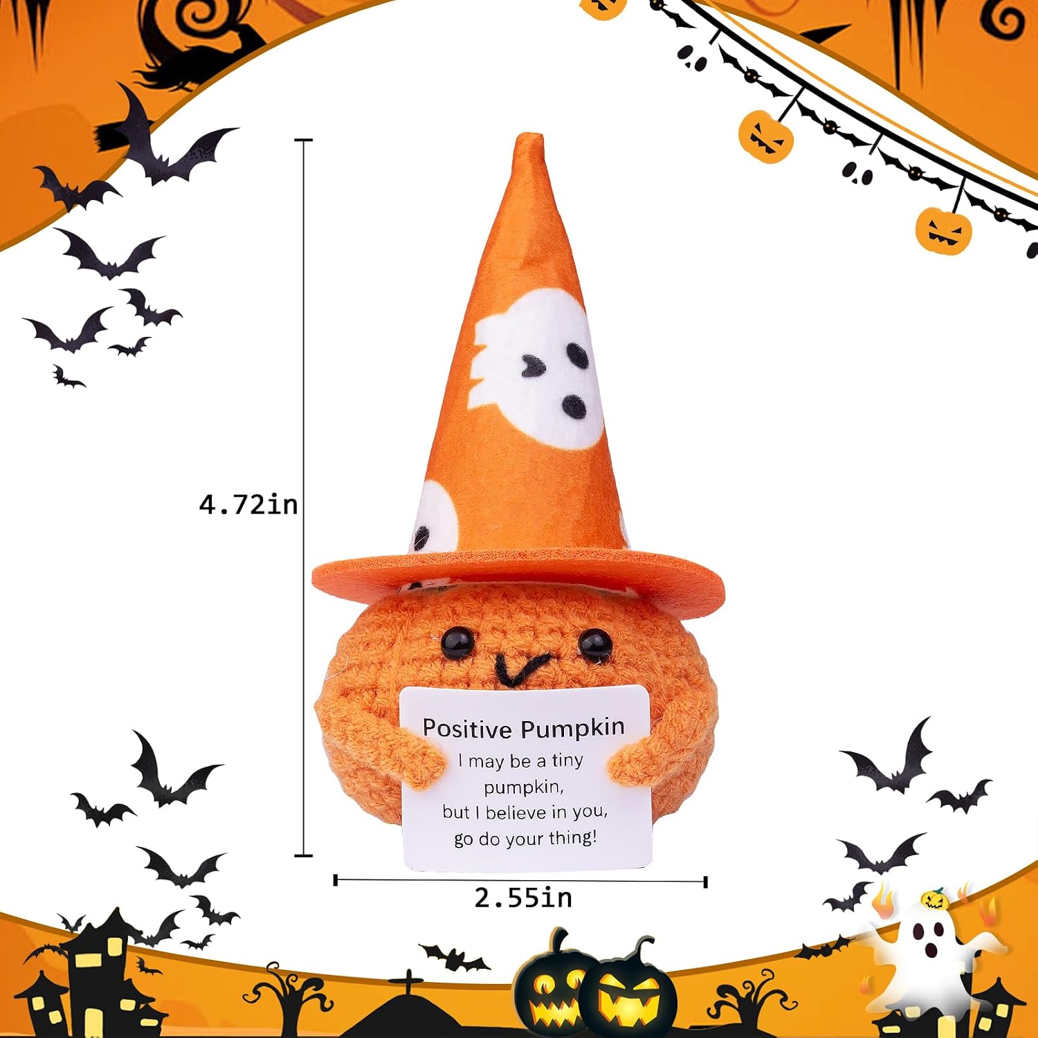 Halloween Positive Pumpkin Cute Knitted Crochet Decoration