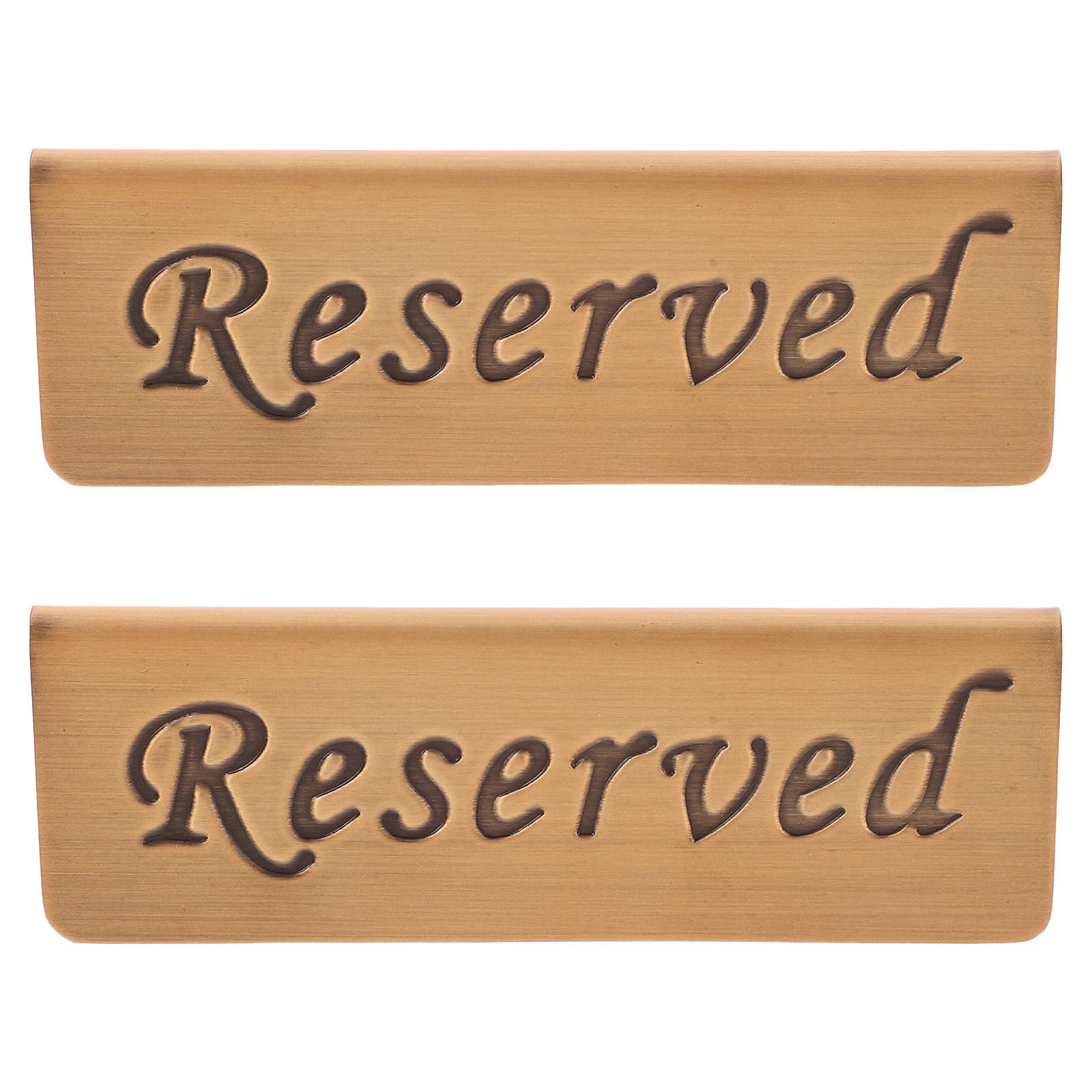 OUNONA 2 letreros de mesa reservada: Letreros de acero inoxidable para reservar asientos, tarjetas de mesa de doble cara para bodas y restaurantes.