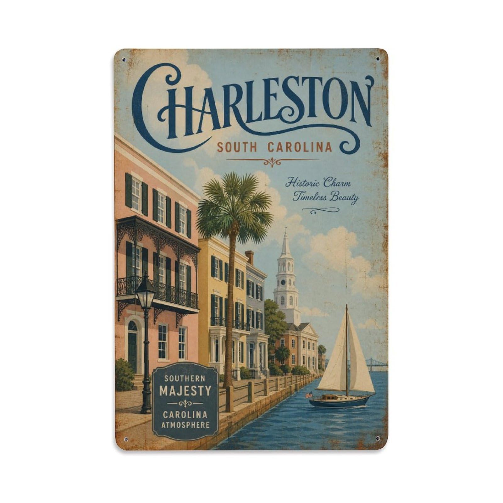 Gead 8X12inch Style Retro Travel Usa Charleston Metal Tin Sign