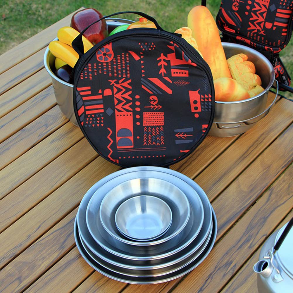 Set di Stoviglie in Acciaio Inossidabile da 12 Pezzi Utensili da Campeggio Multifunzione Durevoli per Feste Barbecue Picnic All'aperto
