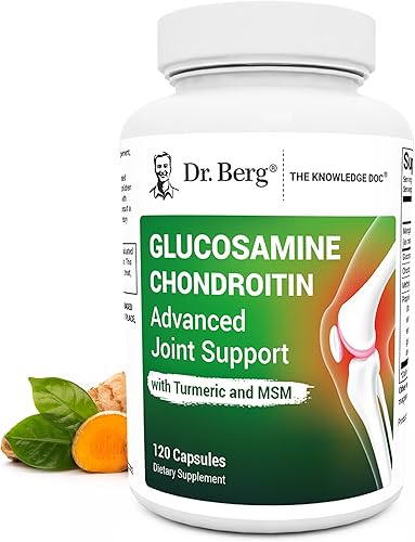 Dr. Berg Glucosamina Condroitina MSM Cúrcuma y Boswellia - Suplemento avanzado de apoyo articular con 1500 mg de sulfato de glucosamina - Incluye