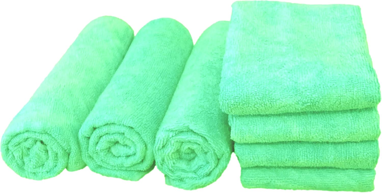 72pcs Microfiber Cleaning Towels 18" x 18" Green Automotive