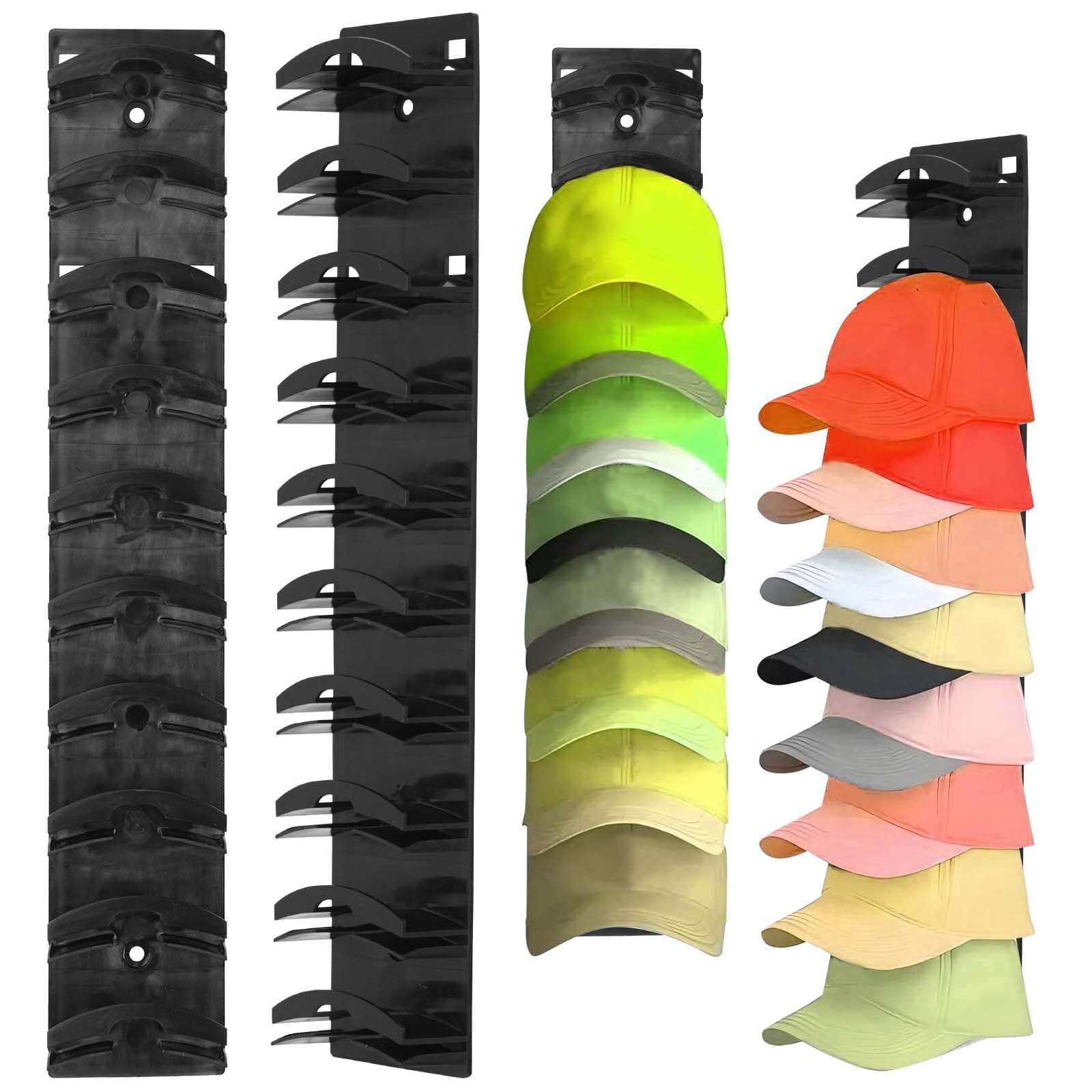 Porta Cappelli da Parete Autoadesivo - Organizer per Cappelli, Cappelliera Autoadesivo, Fino a 20 Cappelli (2 Pezzi) per Porta, Armadio, Camera