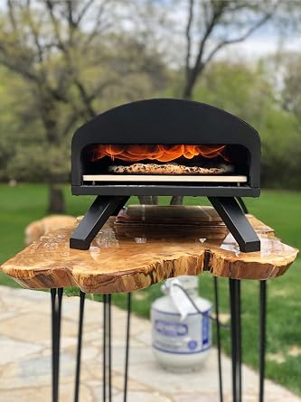 Bertello Outdoor Pizza Oven Black + Pizza Peel Combo. Wood Fire Portable Brick Oven - Portable Pizza Maker. As Seen on SHARK TANK