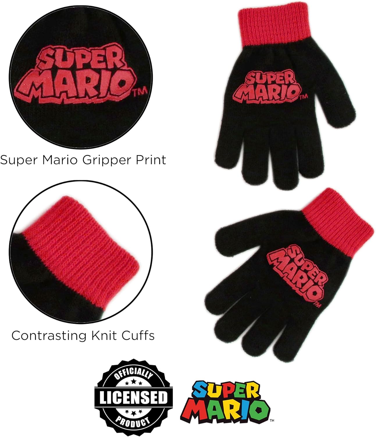 Nintendo boys Winter Hat and Kids Gloves Set, Super Mario Beanie for Ages 4-7 - Image 5