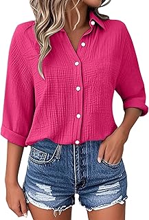 Blusa blanca para mujer, informal, de manga corta, monocolor, para uso diario, con vaqueros, camisa cómoda para primavera, verano, pradera