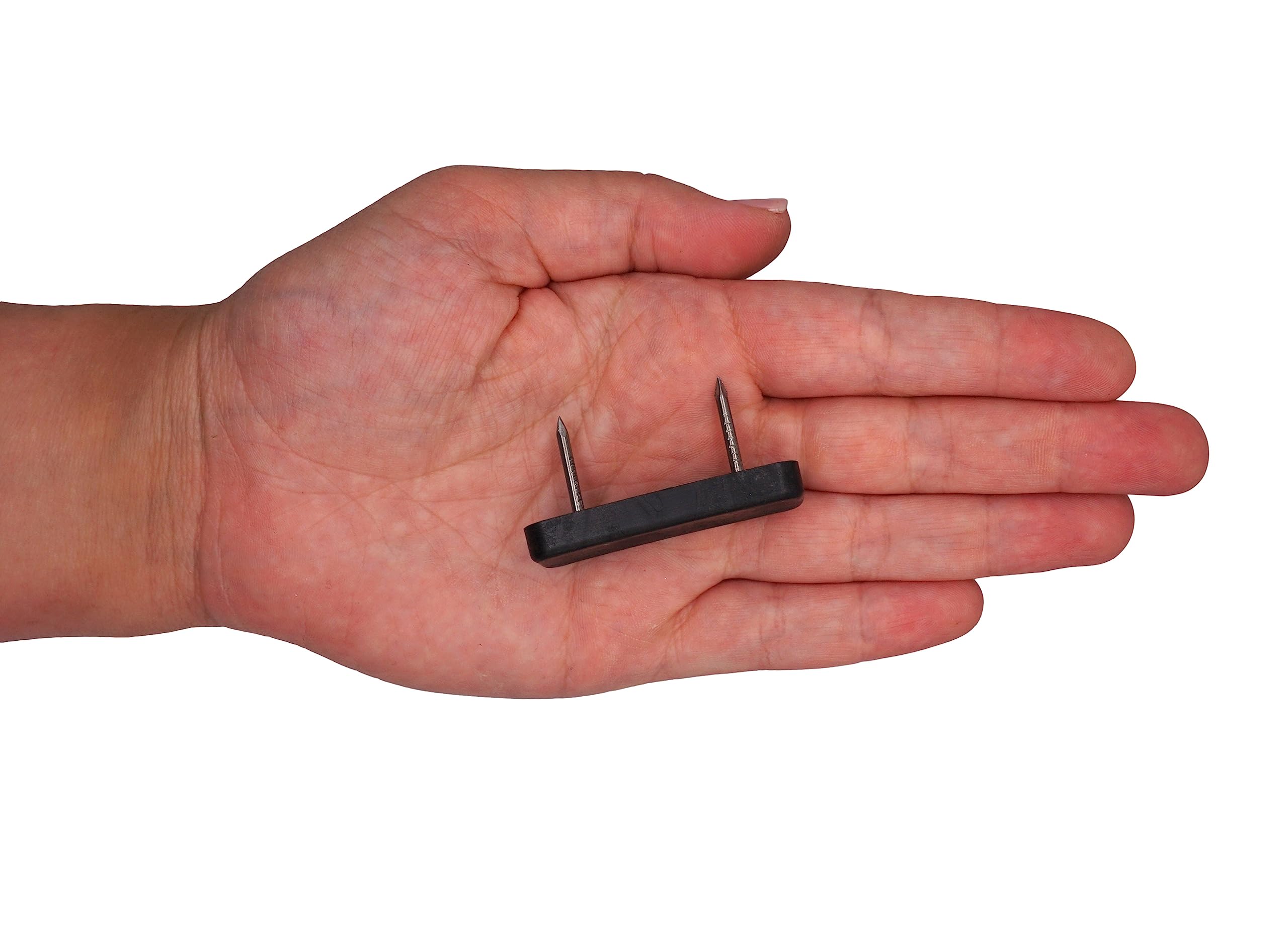 SKIR'CO 16 pezzi, Gambe per mobili nere in plastica 45 x 15 mm, Feltrini per mobili rettangolari con chiodi in acciaio, Piedini per mobili piccoli