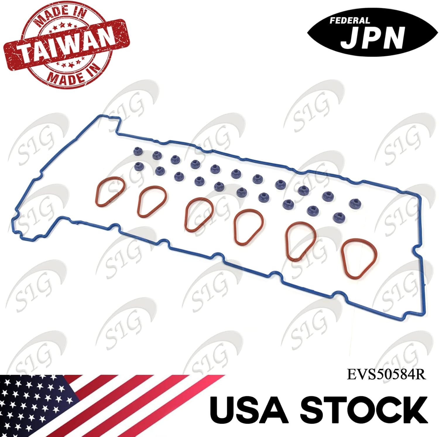 Engine Valve Cover Gasket Compatible with Buick & Chevrolet & GMC & Isuzu & Oldsmobile Model Rainier & Trailblazer & Envoy & Ascender & Bravada with Engine Base 4.2L L6 (Rep# VS50584R) - EVS50584R