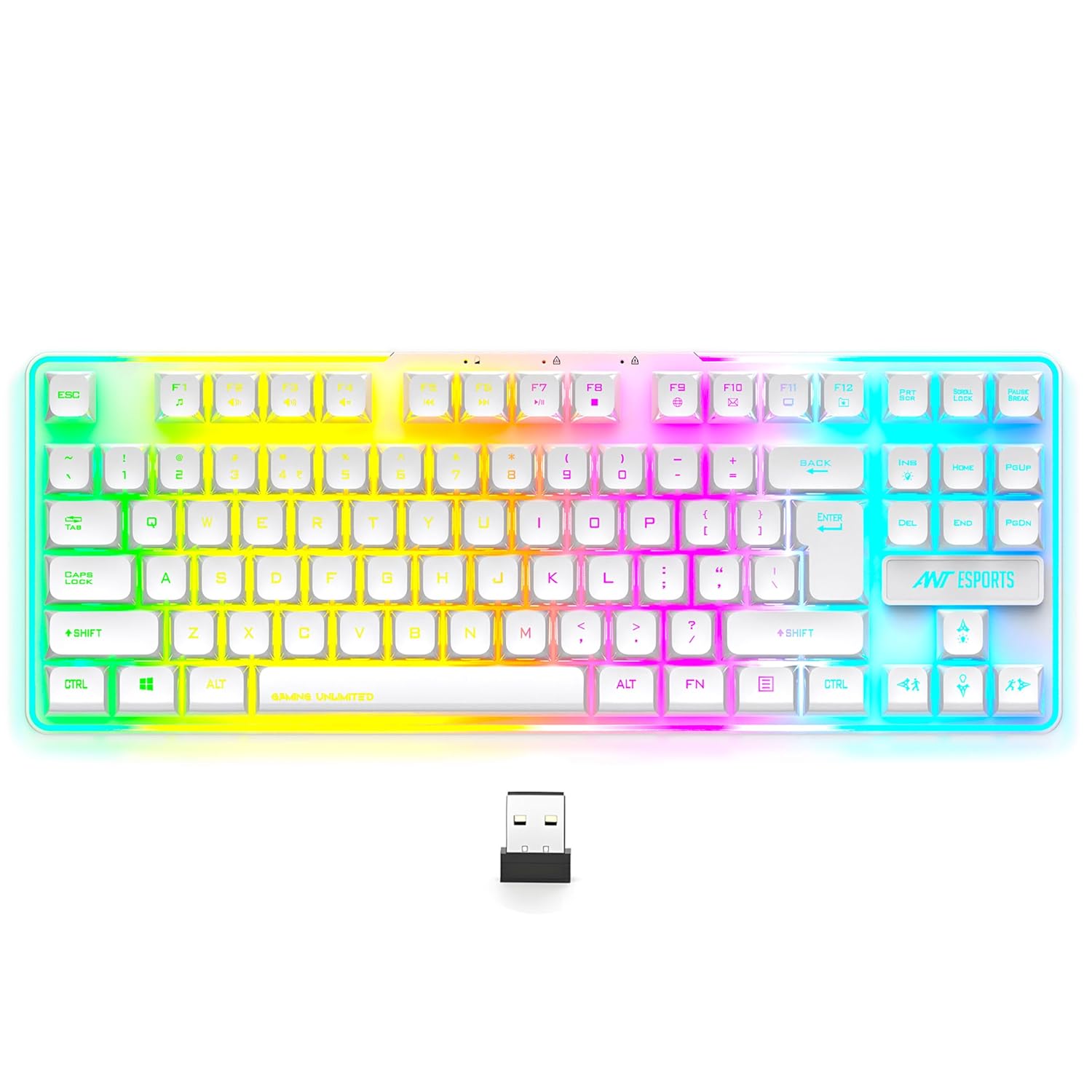Ant Esports MK720 Pro V2 Wireless TKL RGB Gaming Membrane Keyboard, Backlit Wireless Keyboard Long Lasting Rechargeable Battery High Built Quality – PC PS5 PS4 Xbox One Mac – White Ant Esports MK720 Pro V2 Wireless TKL RGB Gaming Membrane Keyboard, Backlit Wireless Keyboard Long Lasting Rechargeable Battery High Built Quality – PC PS5 PS4 Xbox One Mac – White
