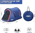 Tente pop-up,2 Tente de camping pour personne, Tente portable de plage, Tentes d'ombre facile Pop Up 2 Portes pour la randonnée en camping & Voyage avec un sac de transport
