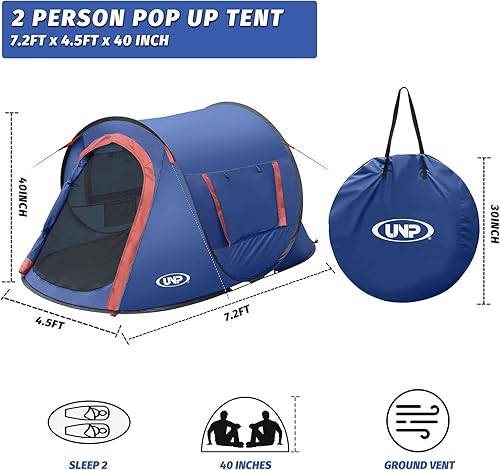 Miniatura 2 de Tienda de campaña emergente, tienda de campaña para 2 personas, tienda de campaña de playa portátil instantánea, tiendas de campaña de sombra