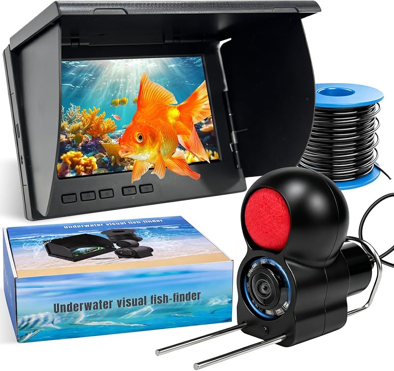 5" Underwater Fishing Camera,1080P Fish Finder 65ft Cable | 2000 NIT readable, 8000mAh battery up to 9h, IP68 build for ice, lake, boat and kayak anglers