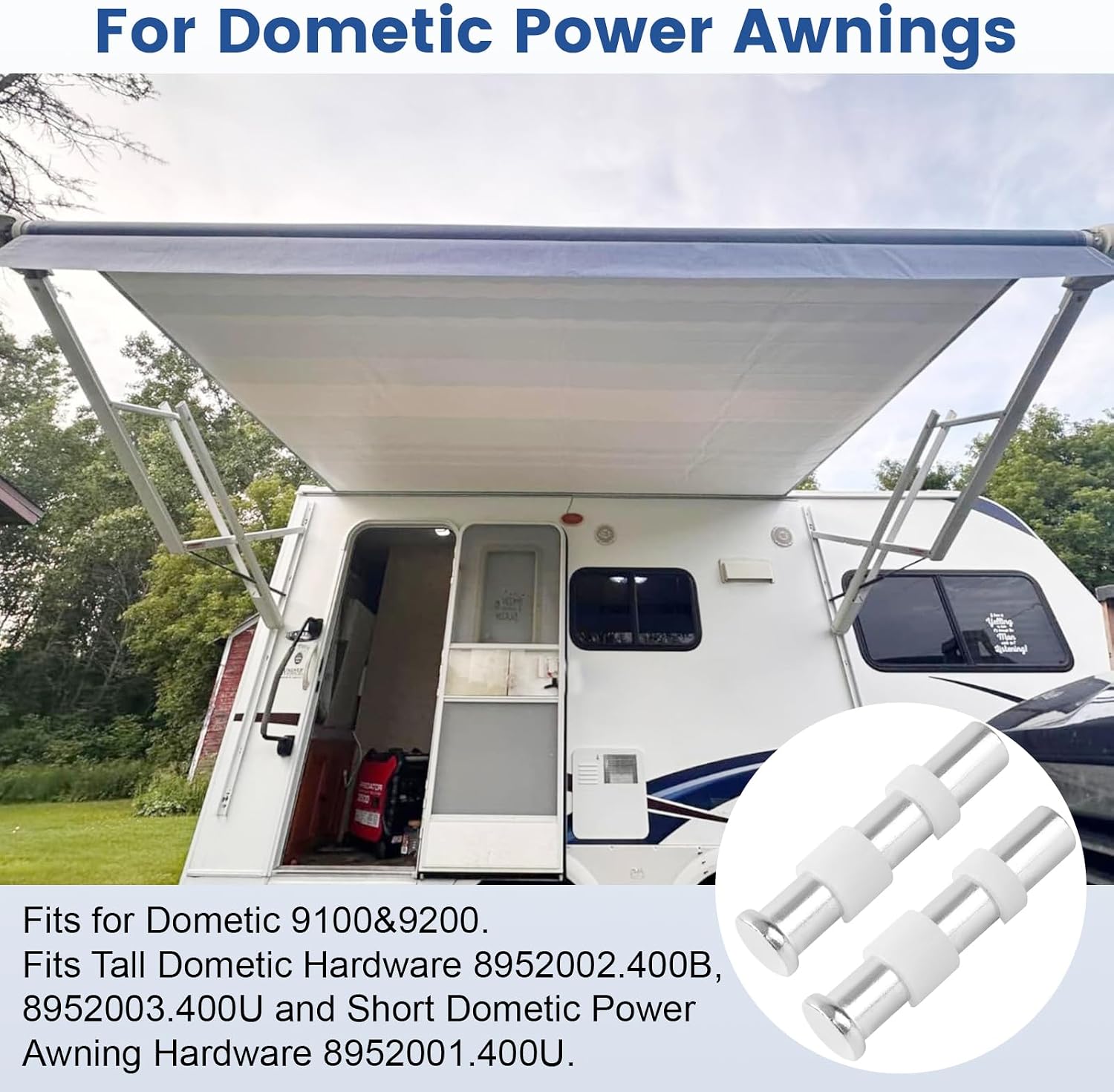 QCG Power Awning Arm Pin Repair Kit for RV Camper Trailer - RV Awning Replacement Parts | Heavy Duty Awning Repair Pins, Enhances Stability & Smoothness, for Dometic 9100/9200, 8952002.400B 8952003.400U 8952001.400U