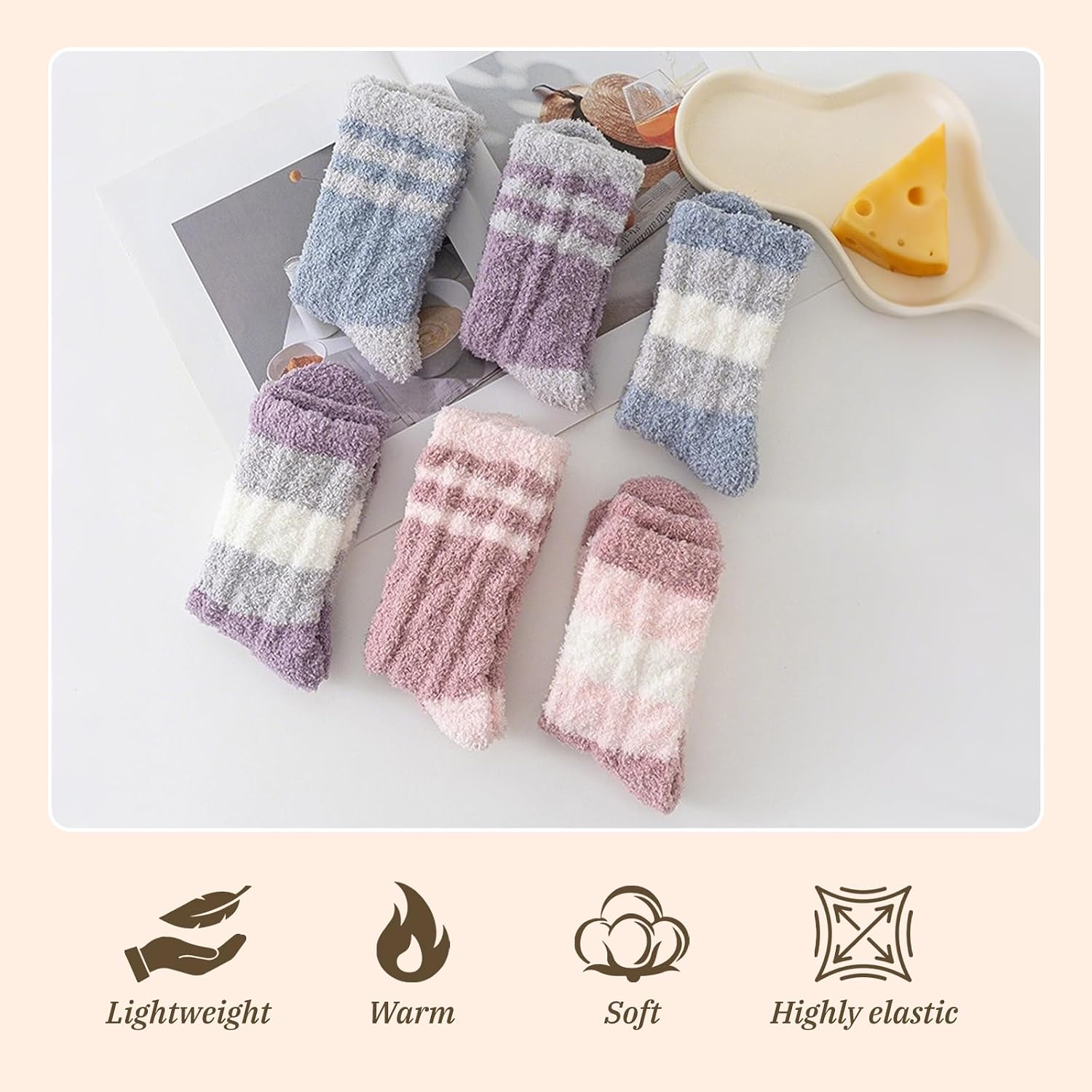 flintronic Fluffy Sock for Women,Soft Thermal Cozy Socks, Winter Warm Socks, for Slipper, Bed, Home, Sleeping image 3