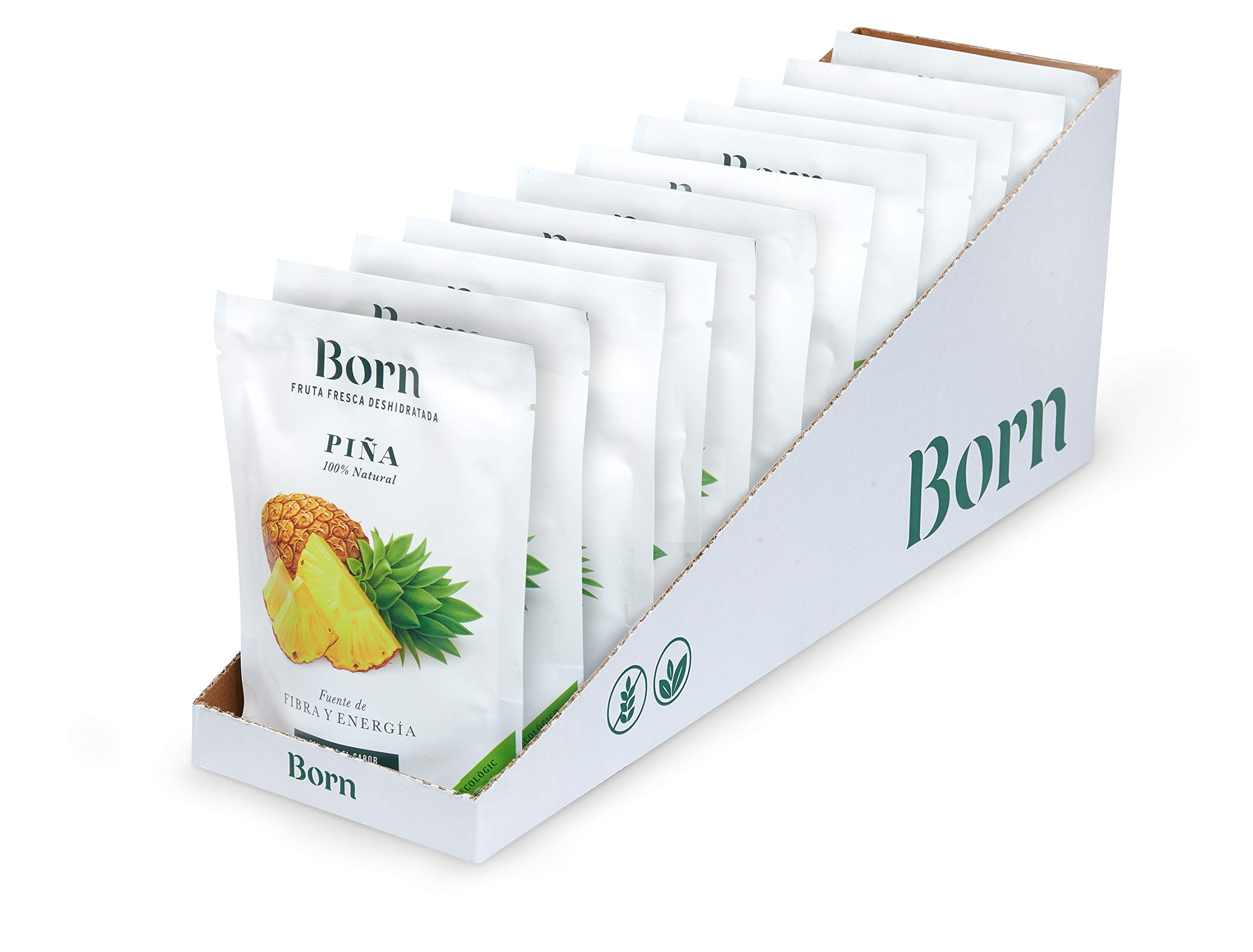 Born | Piña Deshidratada | Fruta Deshidratada | Ecológica, Vegetariano, Vegano, sin Gluten | 40g